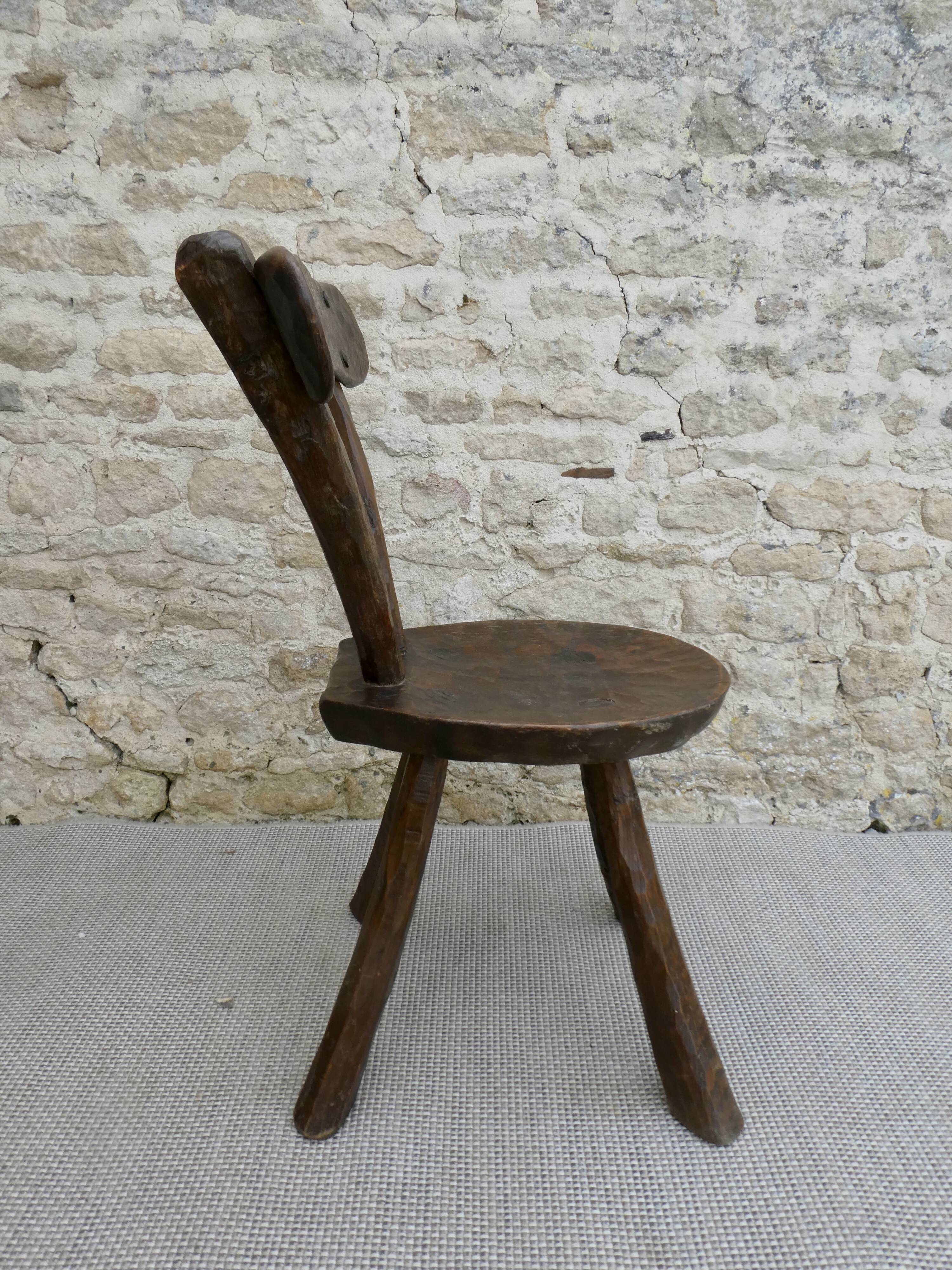Brutalist chair, solid wood, carved, circa 1950