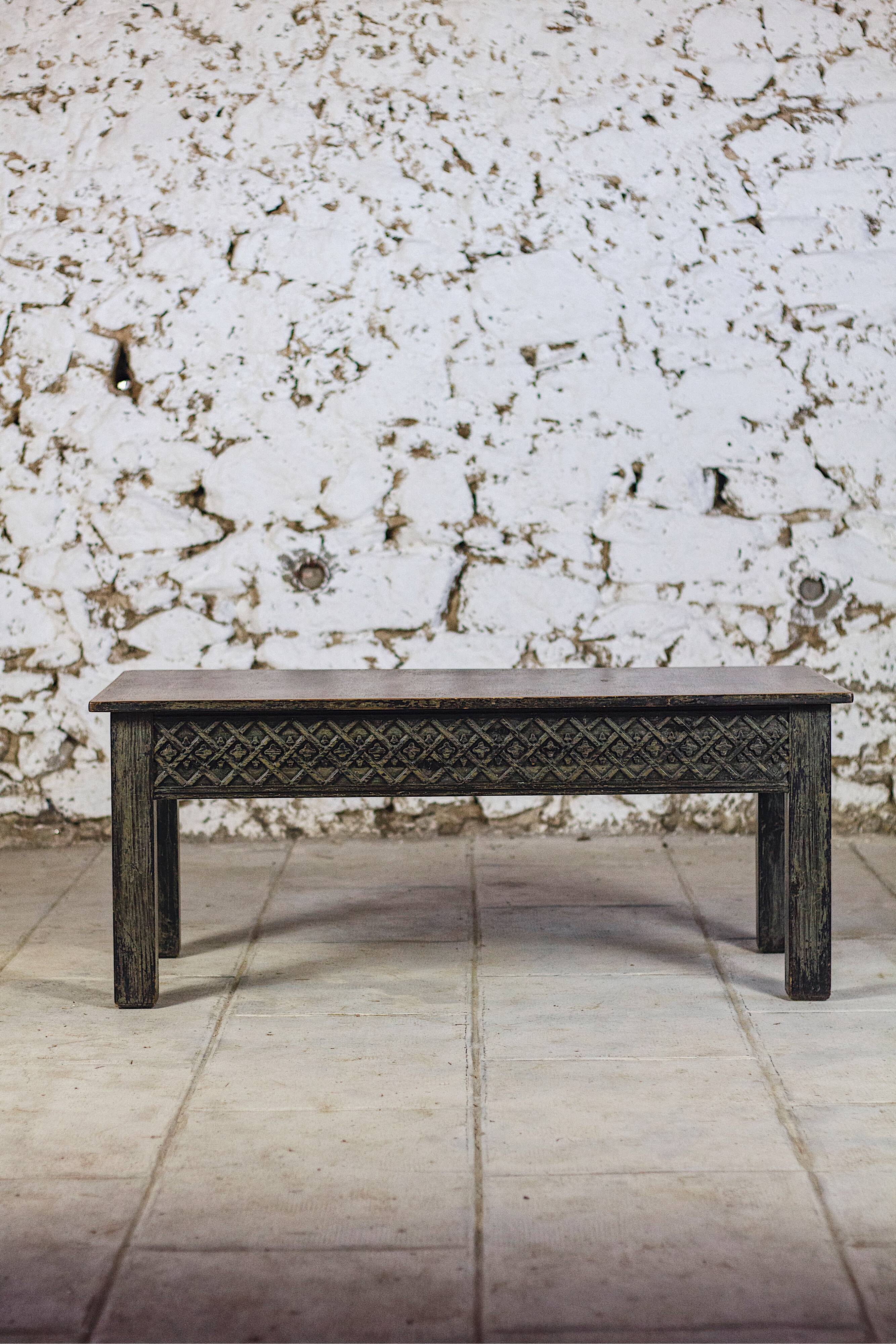 Indian carved wooden coffee table