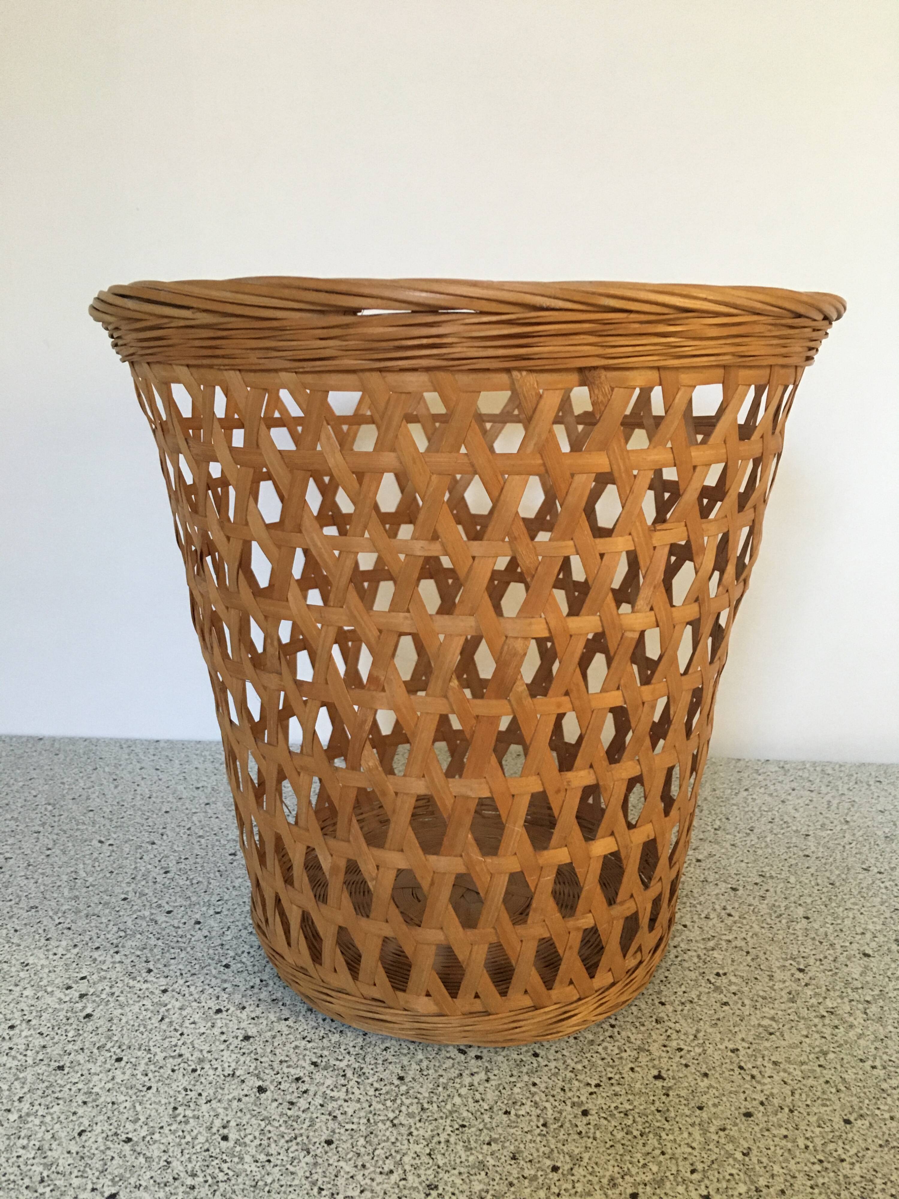 Vintage wicker waste paper basket