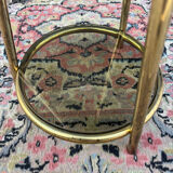 Golden tripod stand with smoked glass from the 1970s.