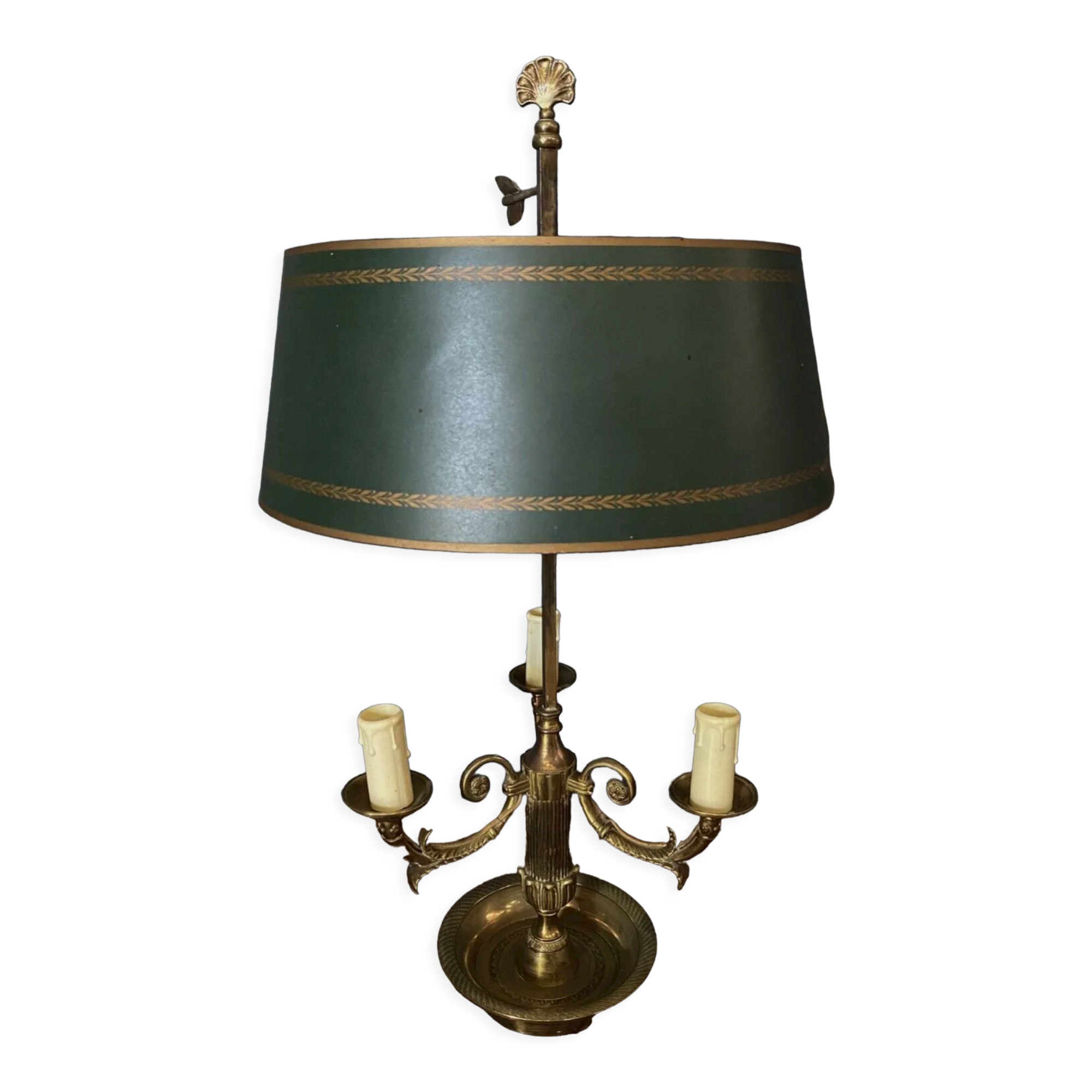 Lamp bouillotte bronze lampshade in sheet style empire mid-twentieth