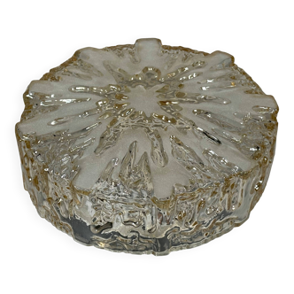 1960s 1970s Ceiling Lamp Flush Mount in Glass & Metal Space Age Design