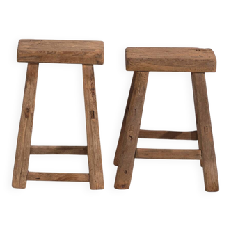 Pair of antique stools (c.1900). Set of 2 pieces