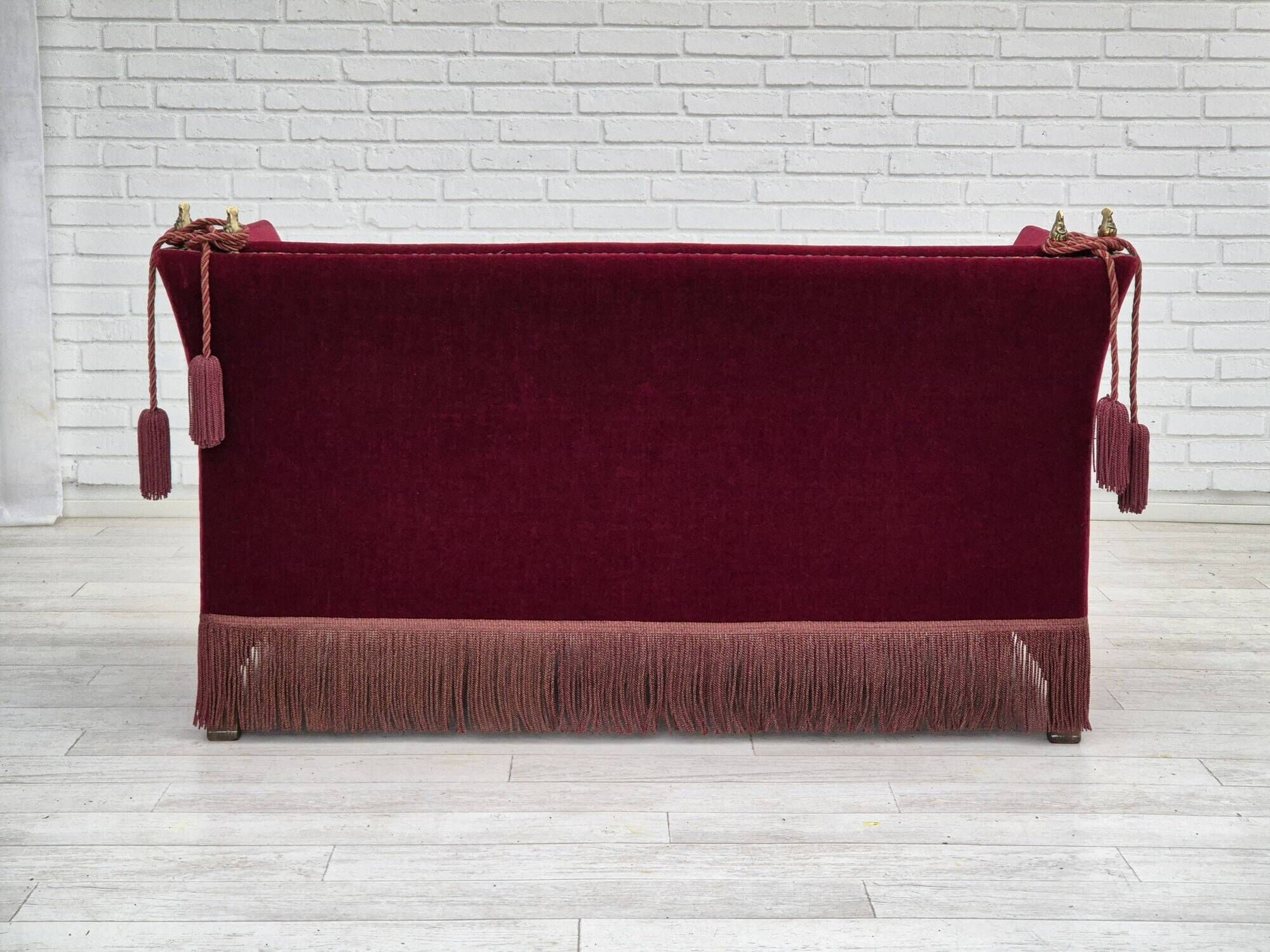 1960s, Danish "Spanish" sofa, original condition, furniture velour, ash wood legs.