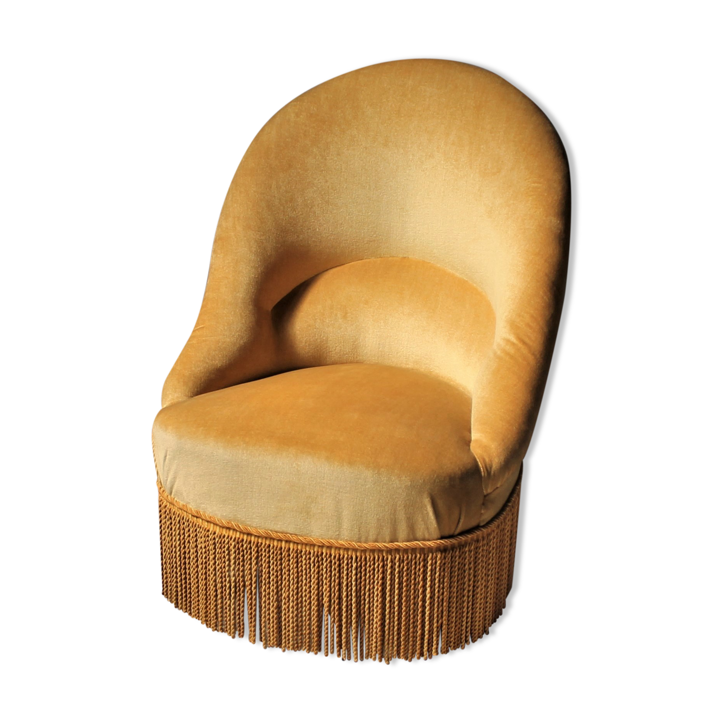 Fauteuil crapaud vintage couleur safran