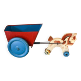 Horse cart and tin cart, old pull toy.
