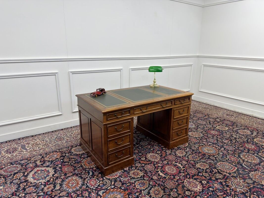 Classic English Desk with Green Inlay