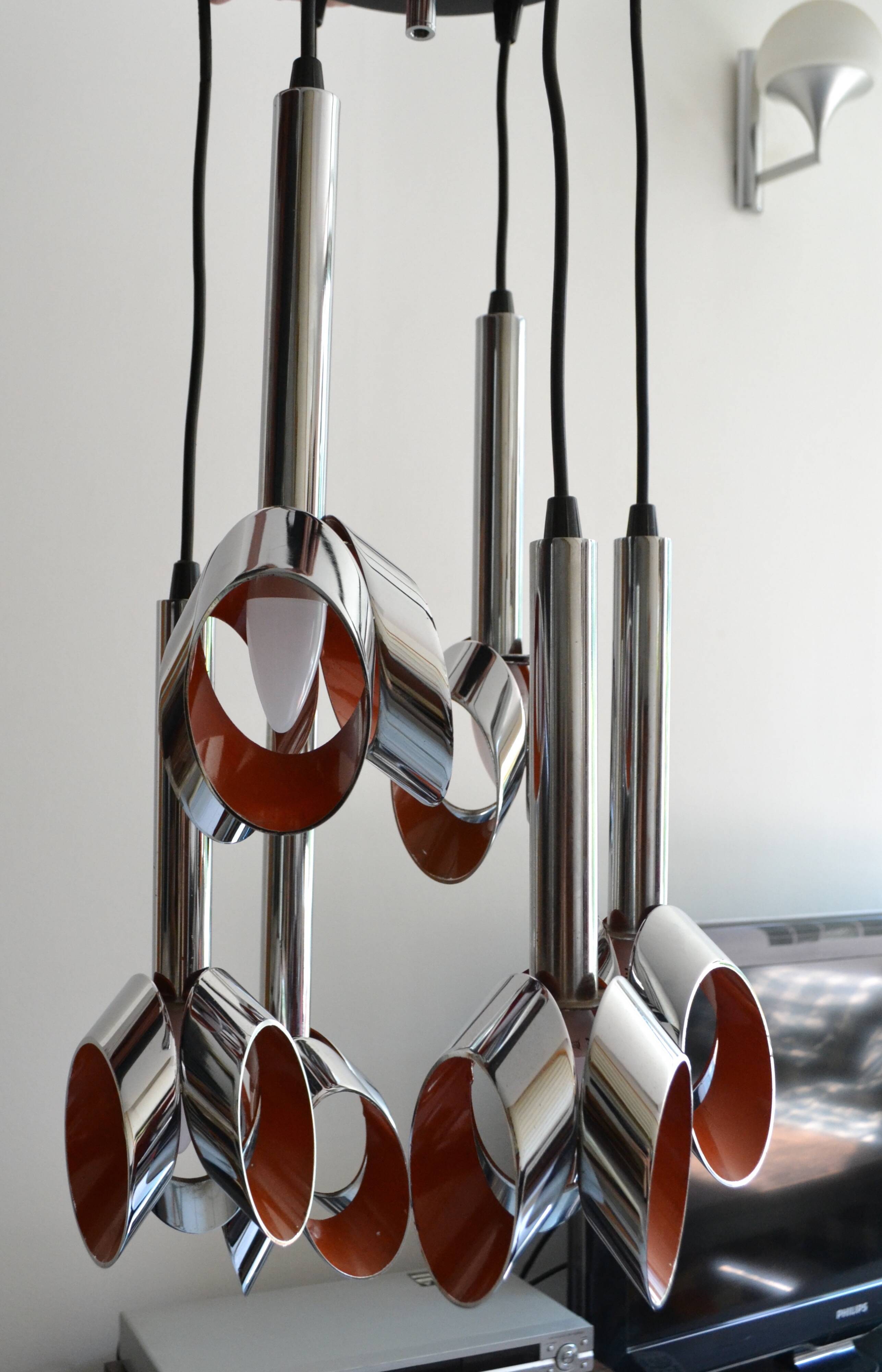 Lustre Raak cascade années 60/70  6 feux