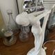 White ceramic lamp and opaline globe woman art deco art nouveau