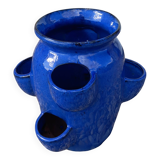 Blue glazed terracotta strawberry pot