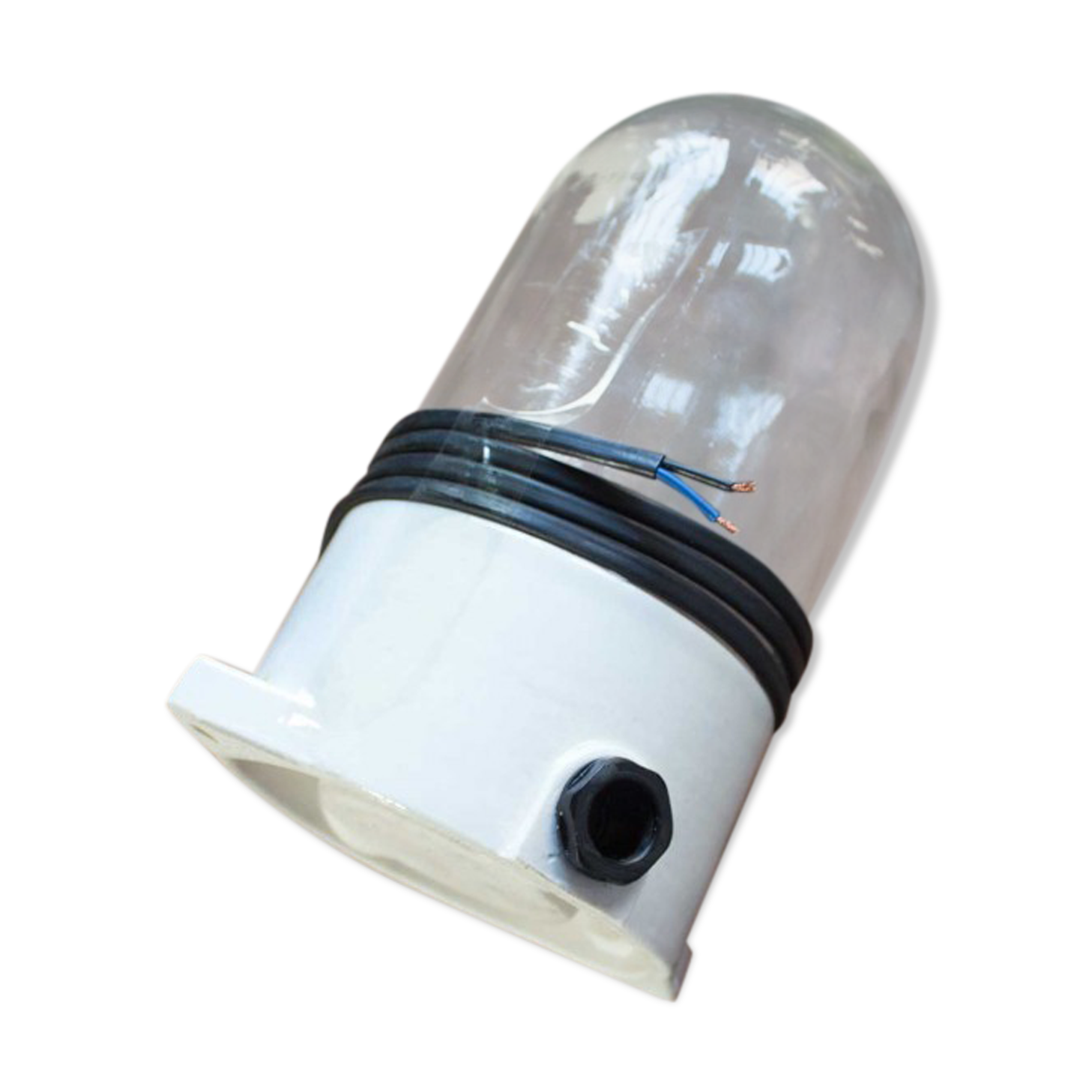 Porcelain and glass industrial lamp