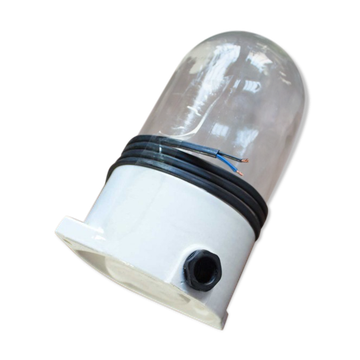 Lampe industriel porcelaine et verre