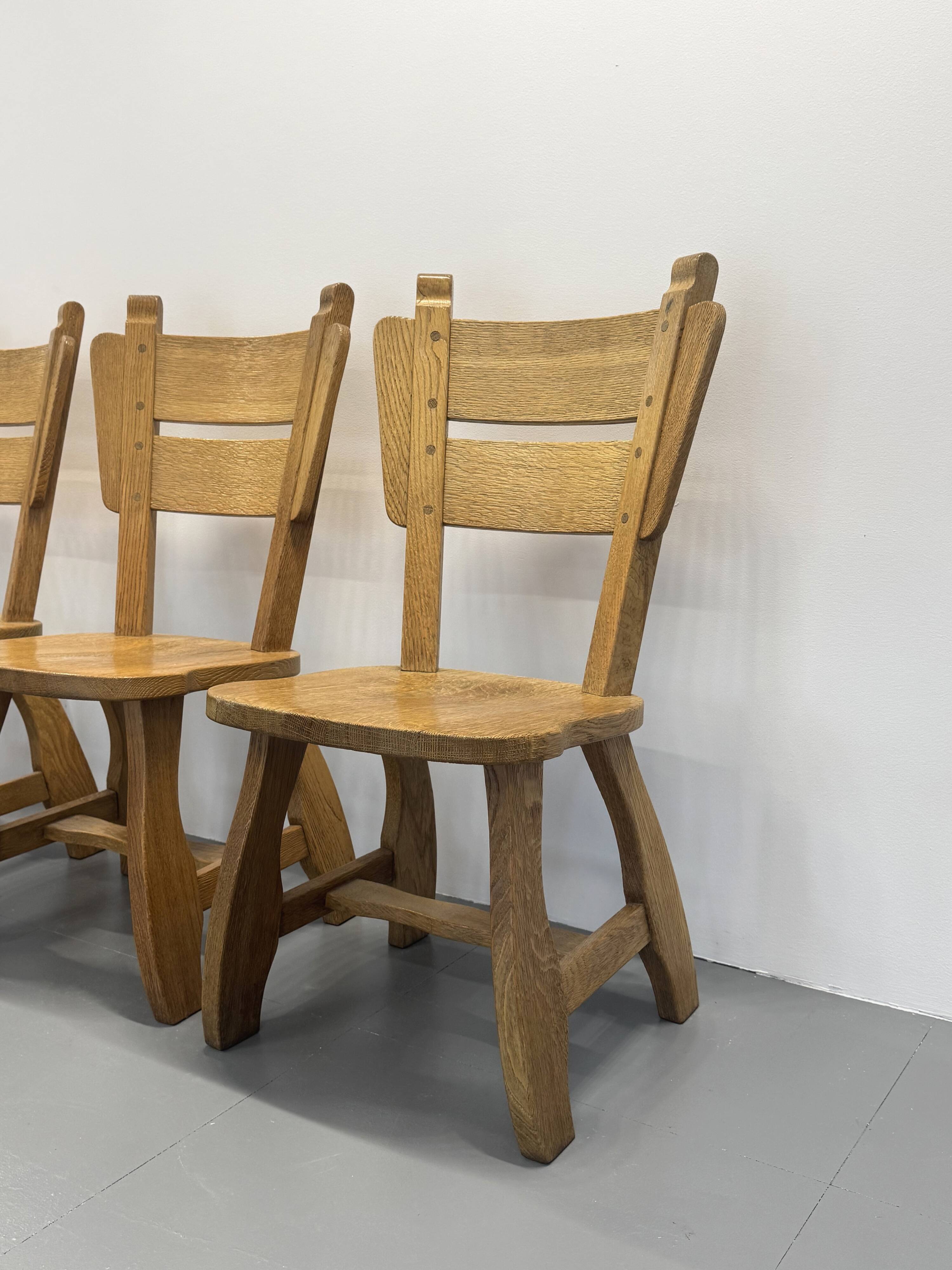 4 Vintage Brutalist Wooden Chairs