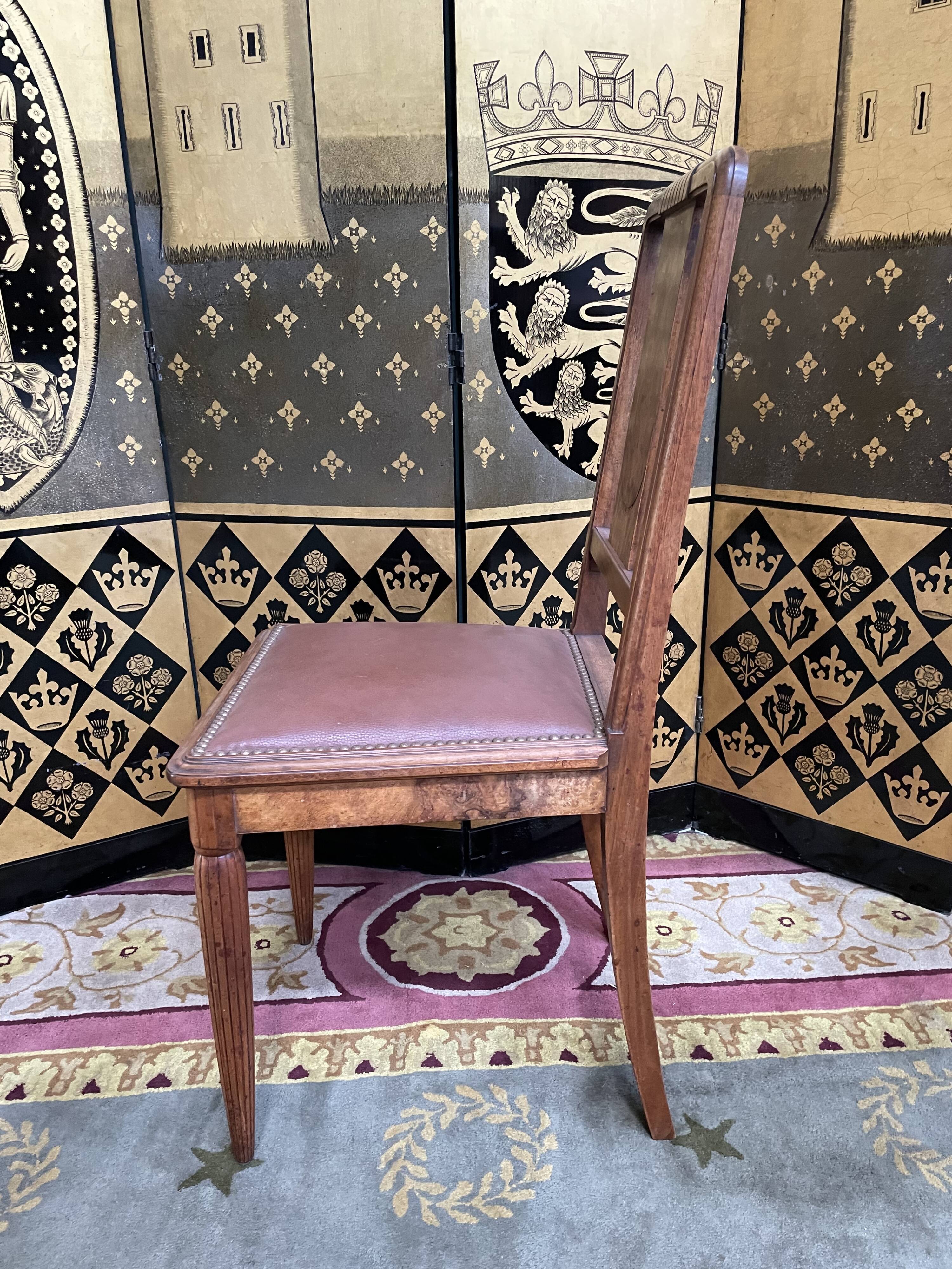 6 Art Deco period chairs in mahogany and leather