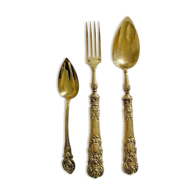Couverts dorés en vermeil style louis xiv epoque napoléon iii 19ème siècle