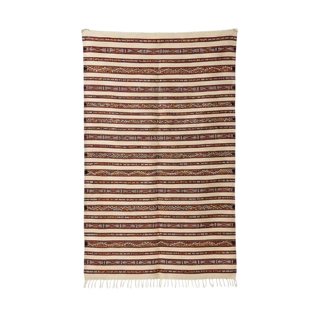 Moroccan kilim rug with bohemian patterns