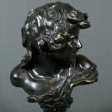 Bronze “Laughing Child”, signed A.Injalbert – Late 19th century