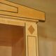 Pair of large open bookshelves in satin birch and walnut, height 2.5 m.