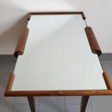 Art deco side table in mirror & walnut 1940