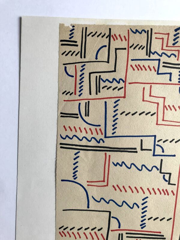 Elie dayan, sans titre (composition abstraite 5). feutre sur papier