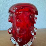 Red Murano glass vase from the 70s