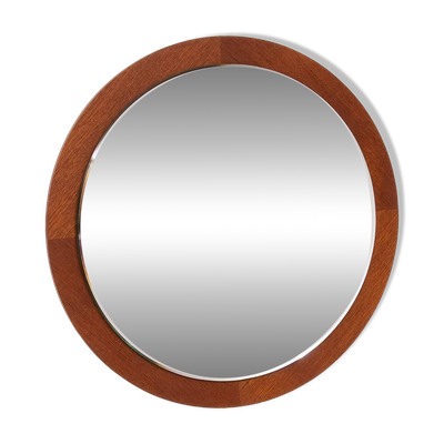 Miroir mural rond en teck des années 1960, Hollande