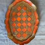 Venetian tray in orange and gold wood