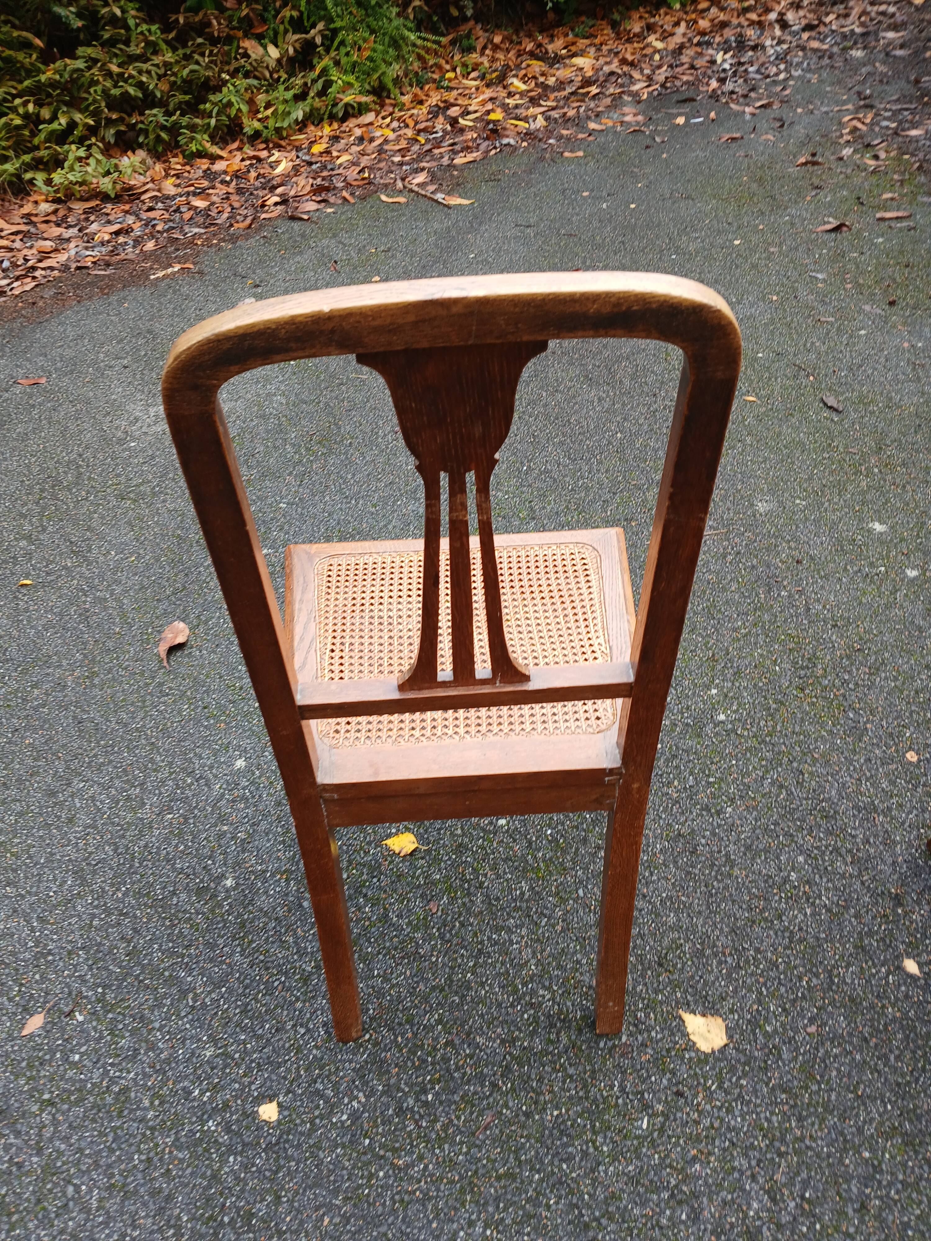 4 old wooden cane chairs