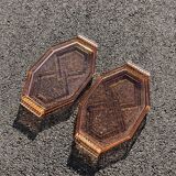 Set of 2 art deco molded glass trays