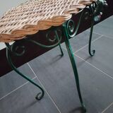 Small side table in wicker and metal with vine and grape decoration