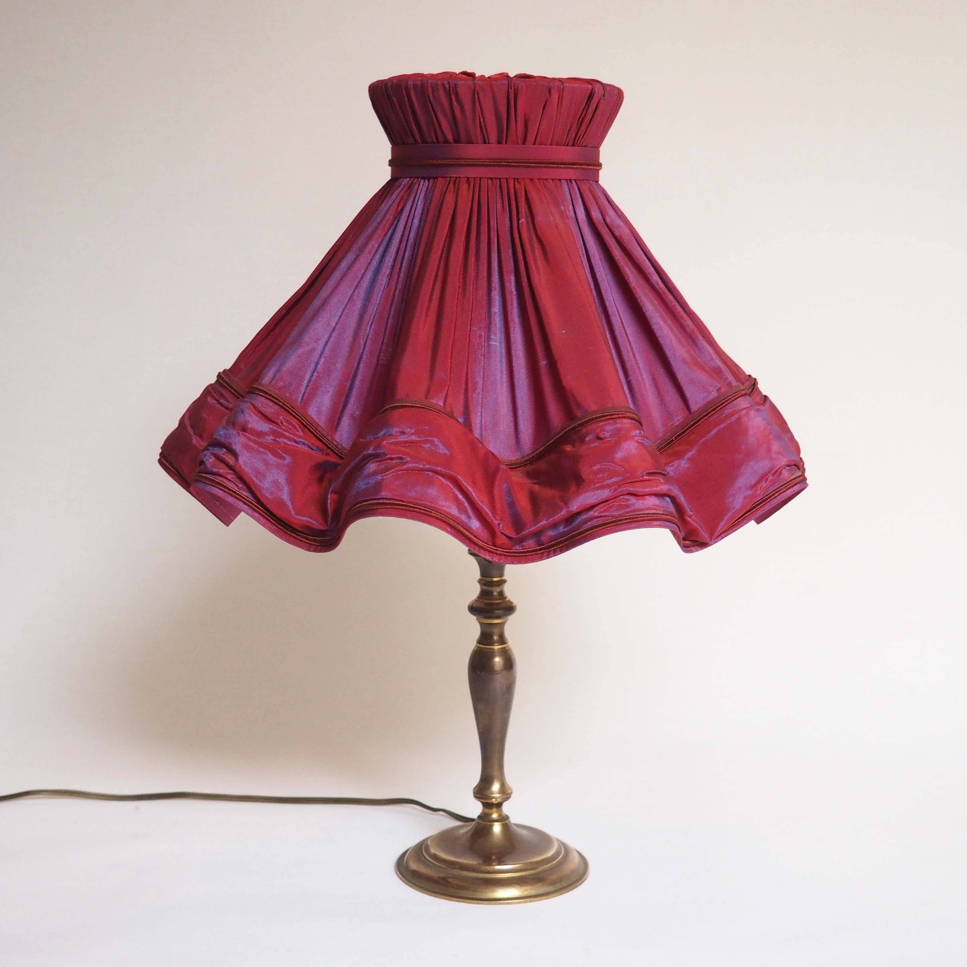 Brass lamp and silk lampshade