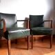 Pair of 1940 bridge armchairs in skaï