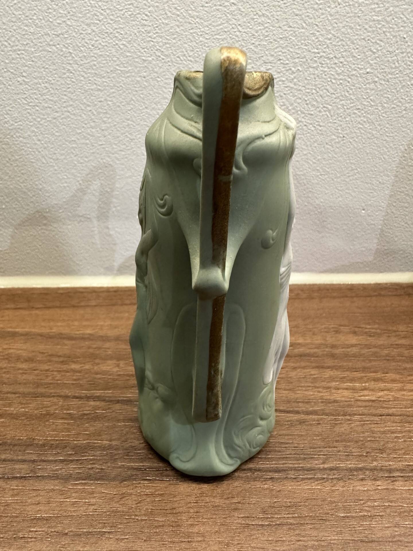 Small green Wedgwood vase art nouveau decor