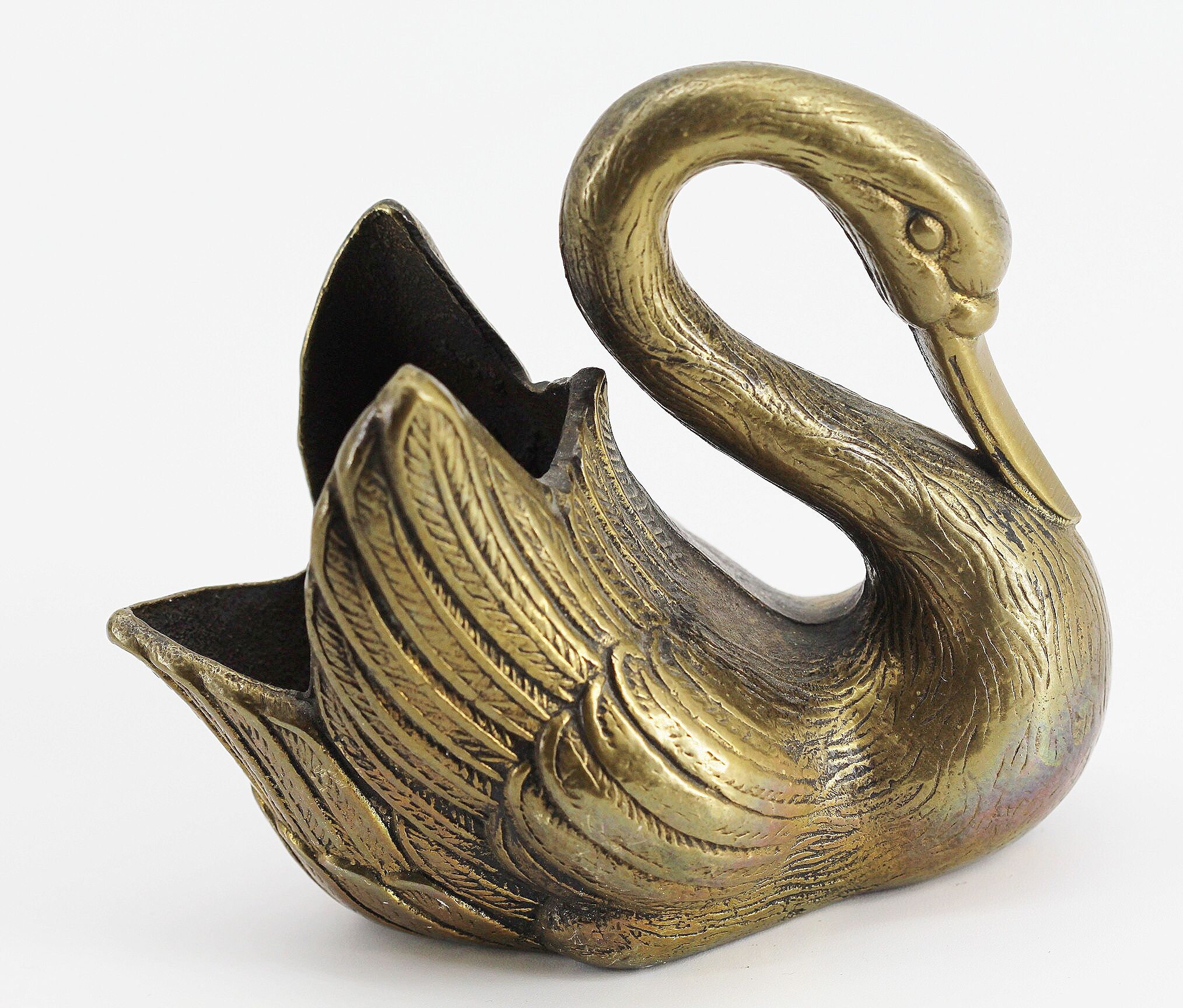 Swan brass trinket bowl