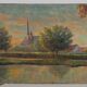 Table Painting Old landscape signed circa 1960