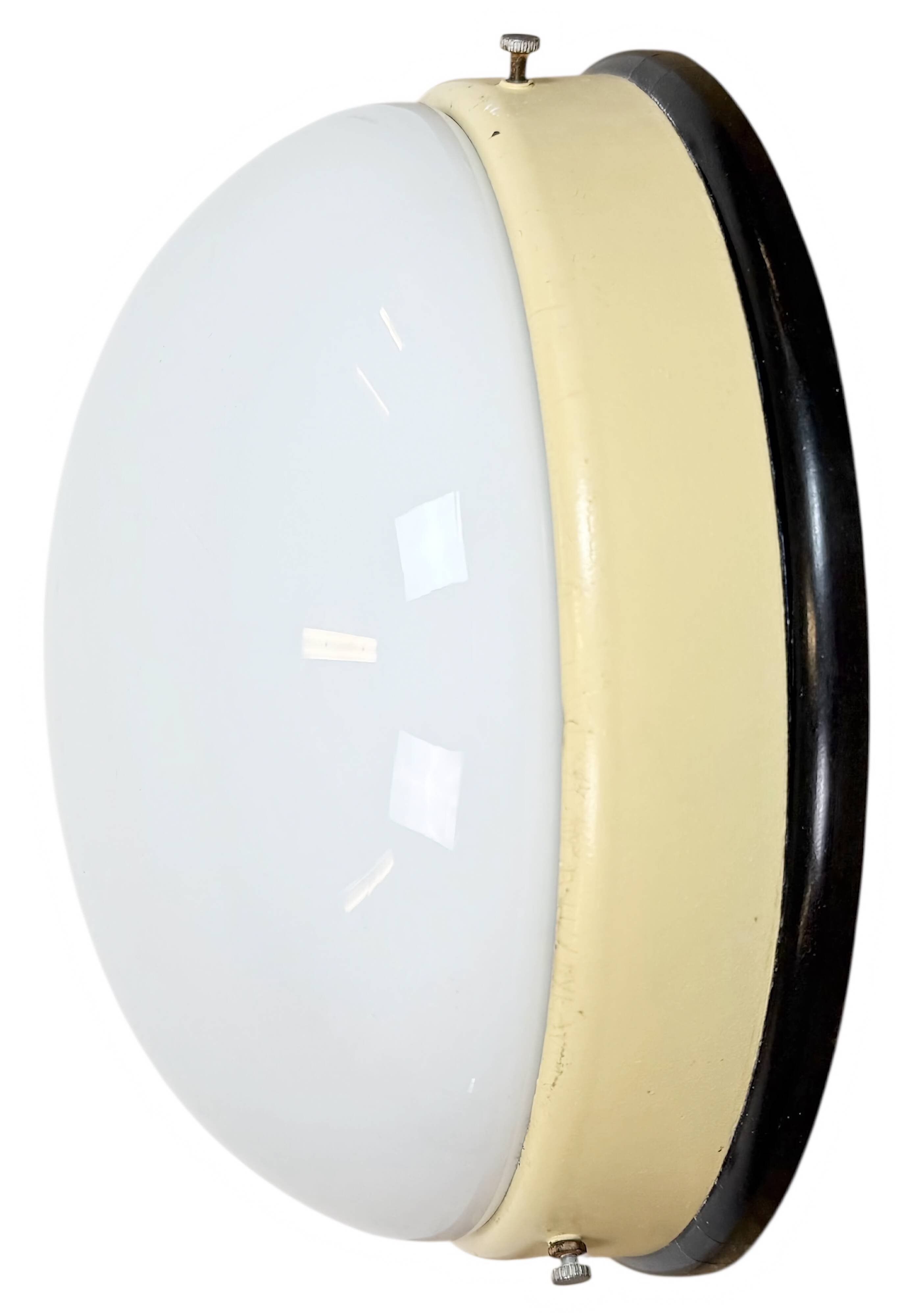 Industrial Bakelite Wall or Ceiling Light with Milk Glass, 1950s