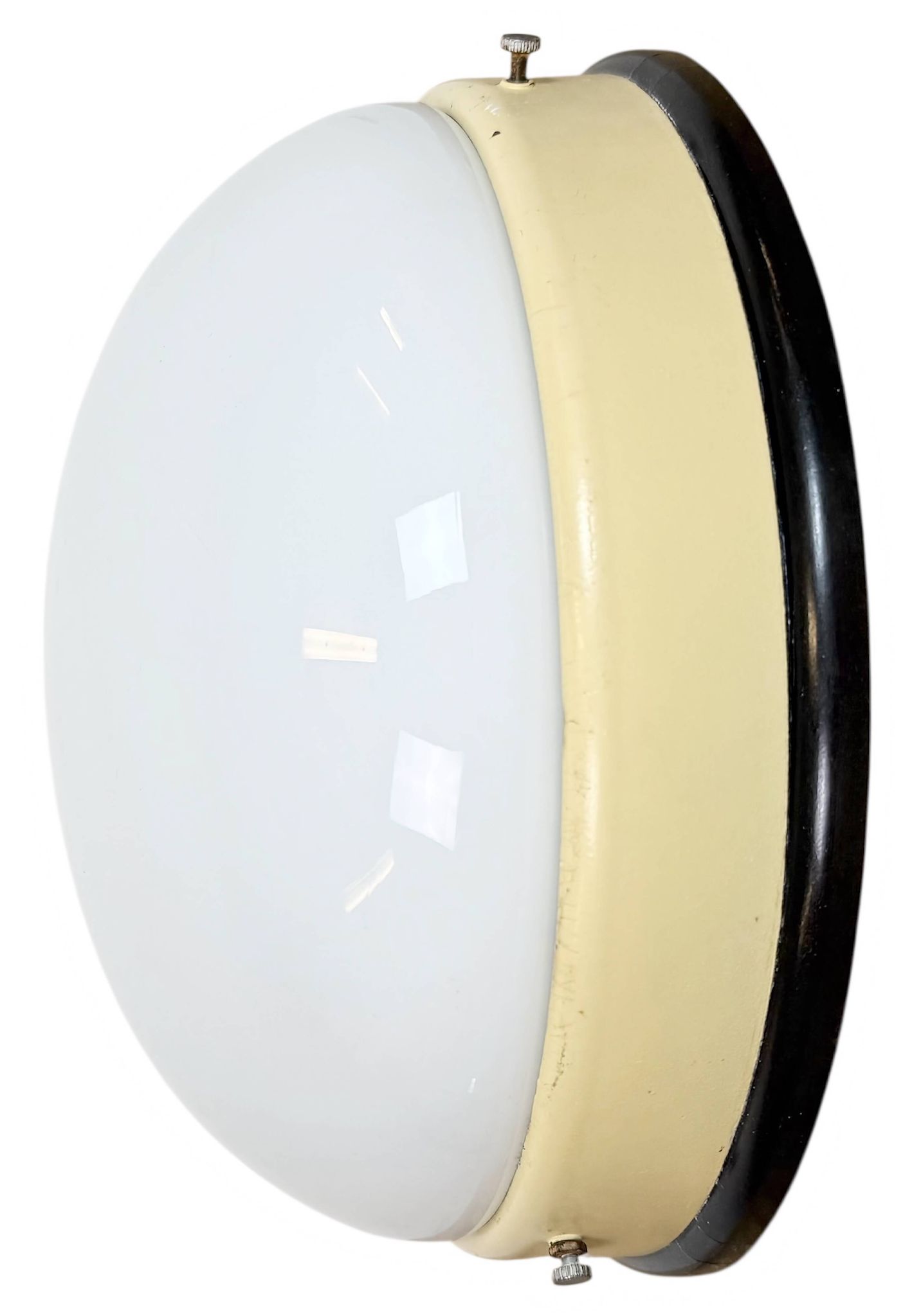 Industrial Bakelite Wall or Ceiling Light with Milk Glass, 1950s