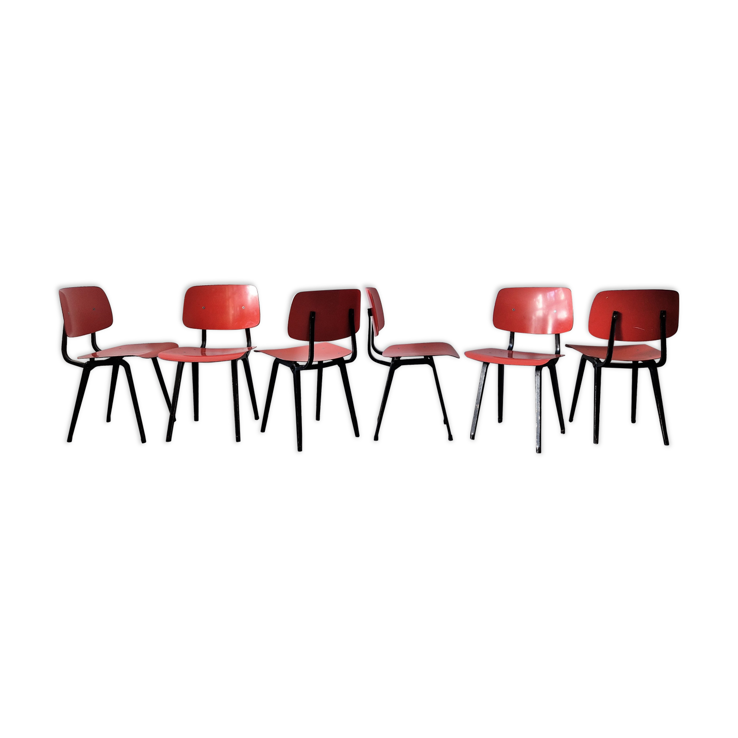 Set of 6 Revolt chairs by Friso Kramer for Ahrend de Cirkel, Netherlands, 1956