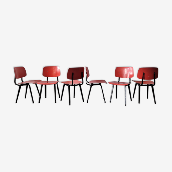 Set of 6 Revolt chairs by Friso Kramer for Ahrend de Cirkel, Netherlands, 1956