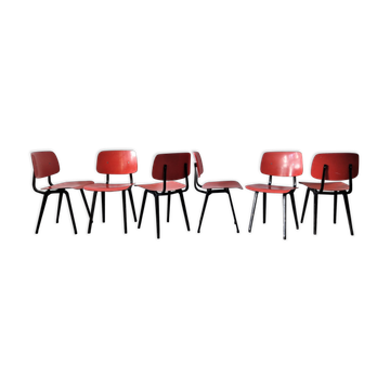 Set of 6 Revolt chairs by Friso Kramer for Ahrend de Cirkel, Netherlands, 1956