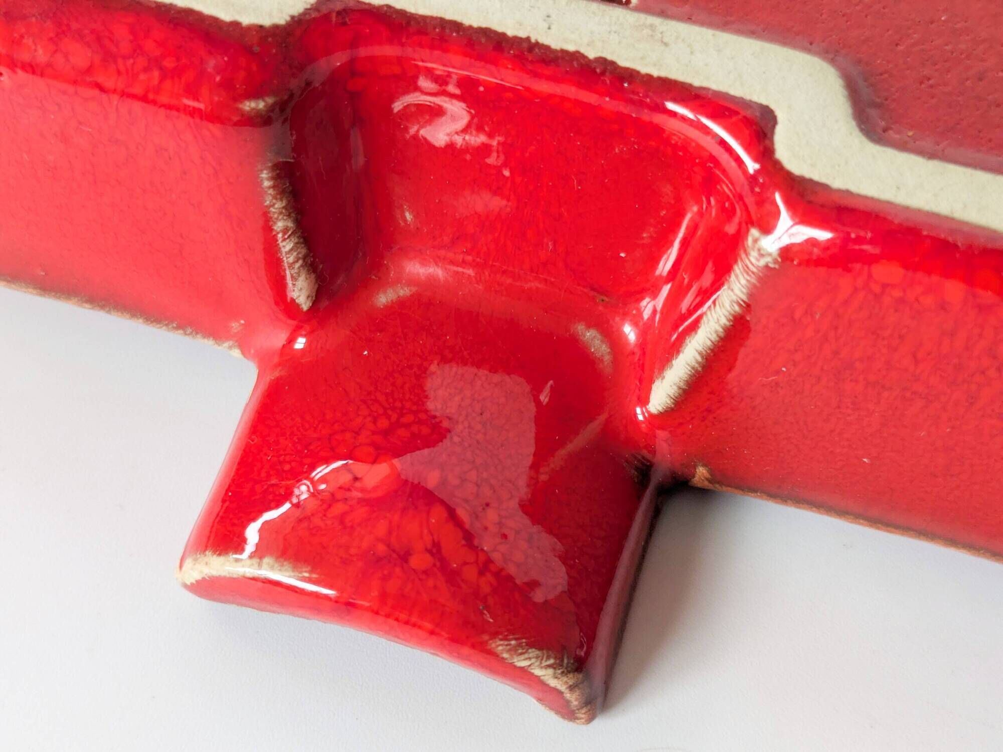 Mid-century ceramic brutalist ashtray catchall fat lava