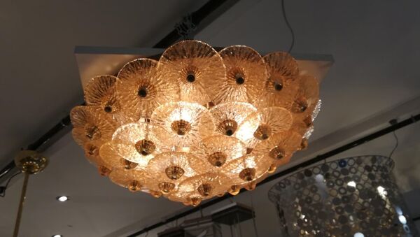 Plafonnier disques en verre de Murano gold  modèle medium
