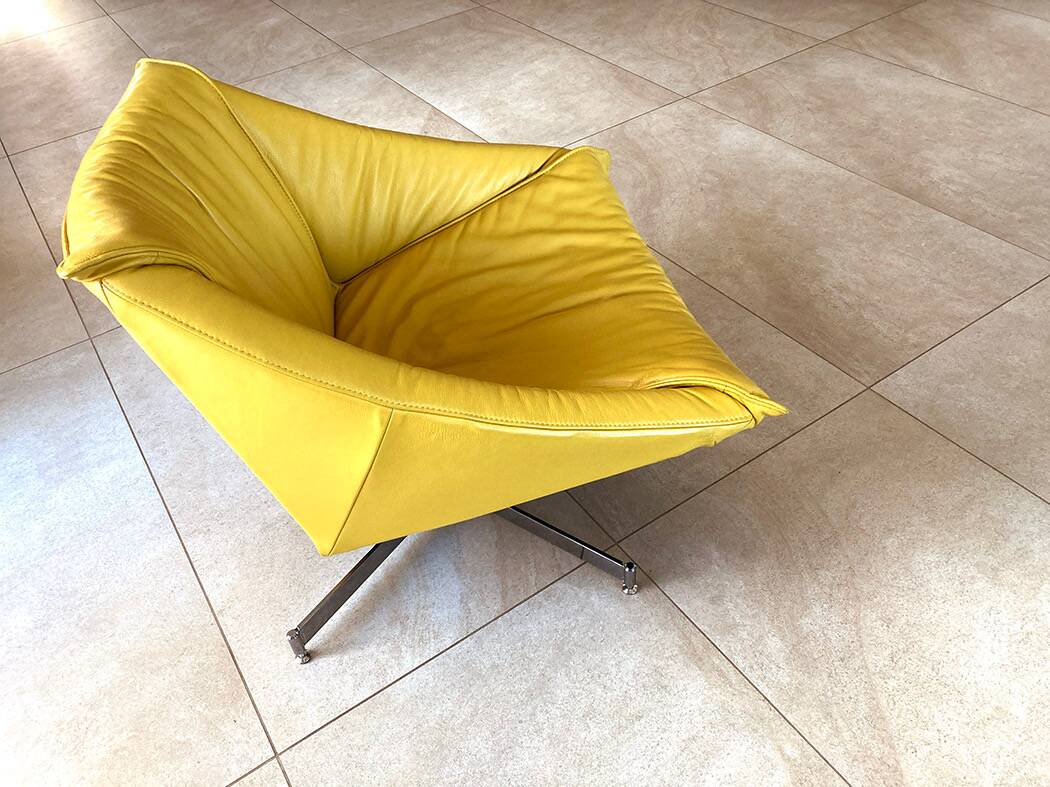 Yellow leather armchair