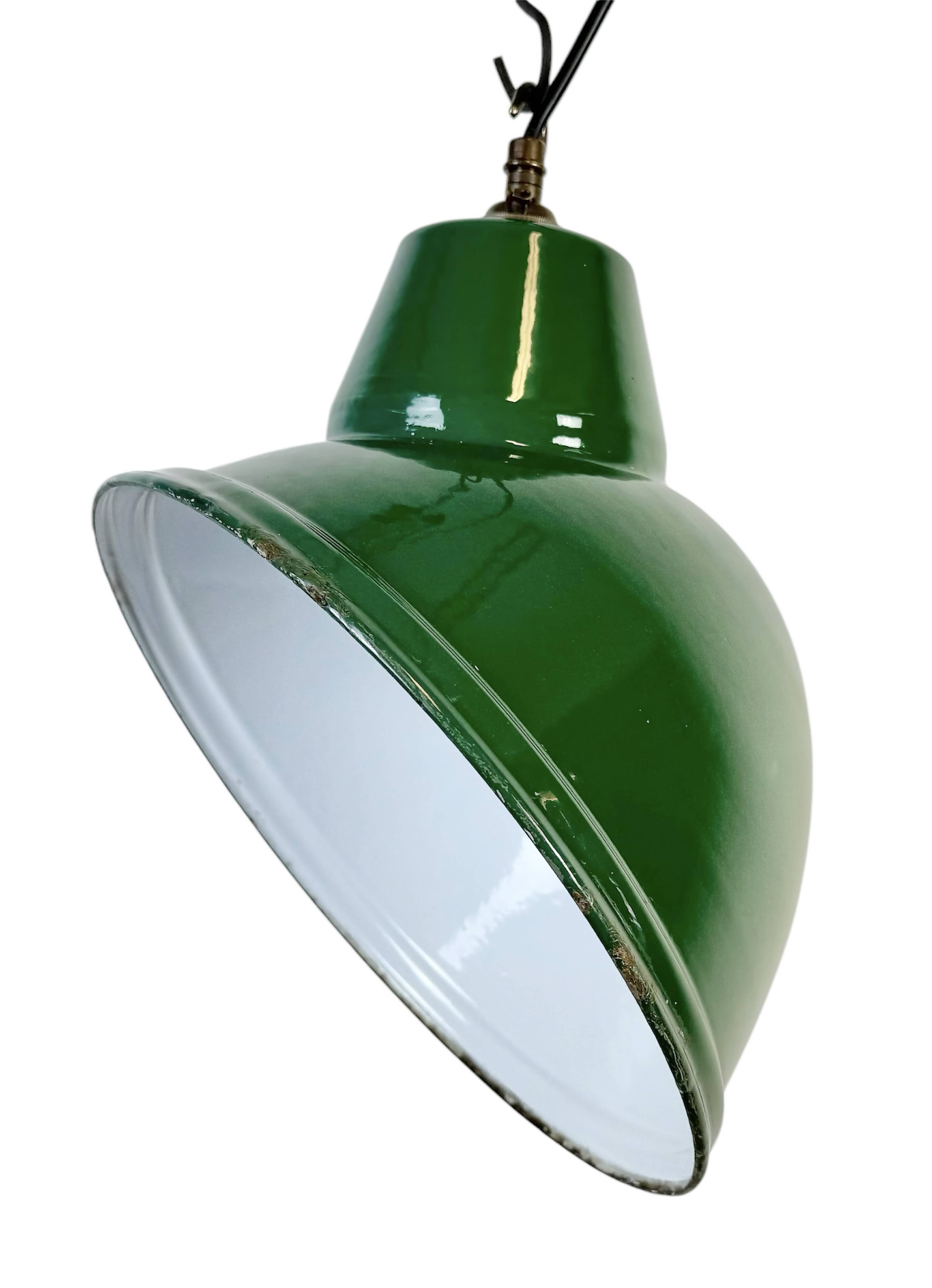 Industrial Green Enamel Factory Pendant Lamp, 1960s