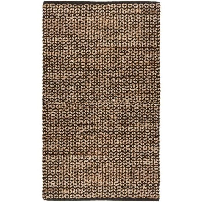 Carpet jute cotton black beige 90x150 cm