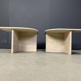 Pair of vintage travertine coffee tables or side tables, 1970s