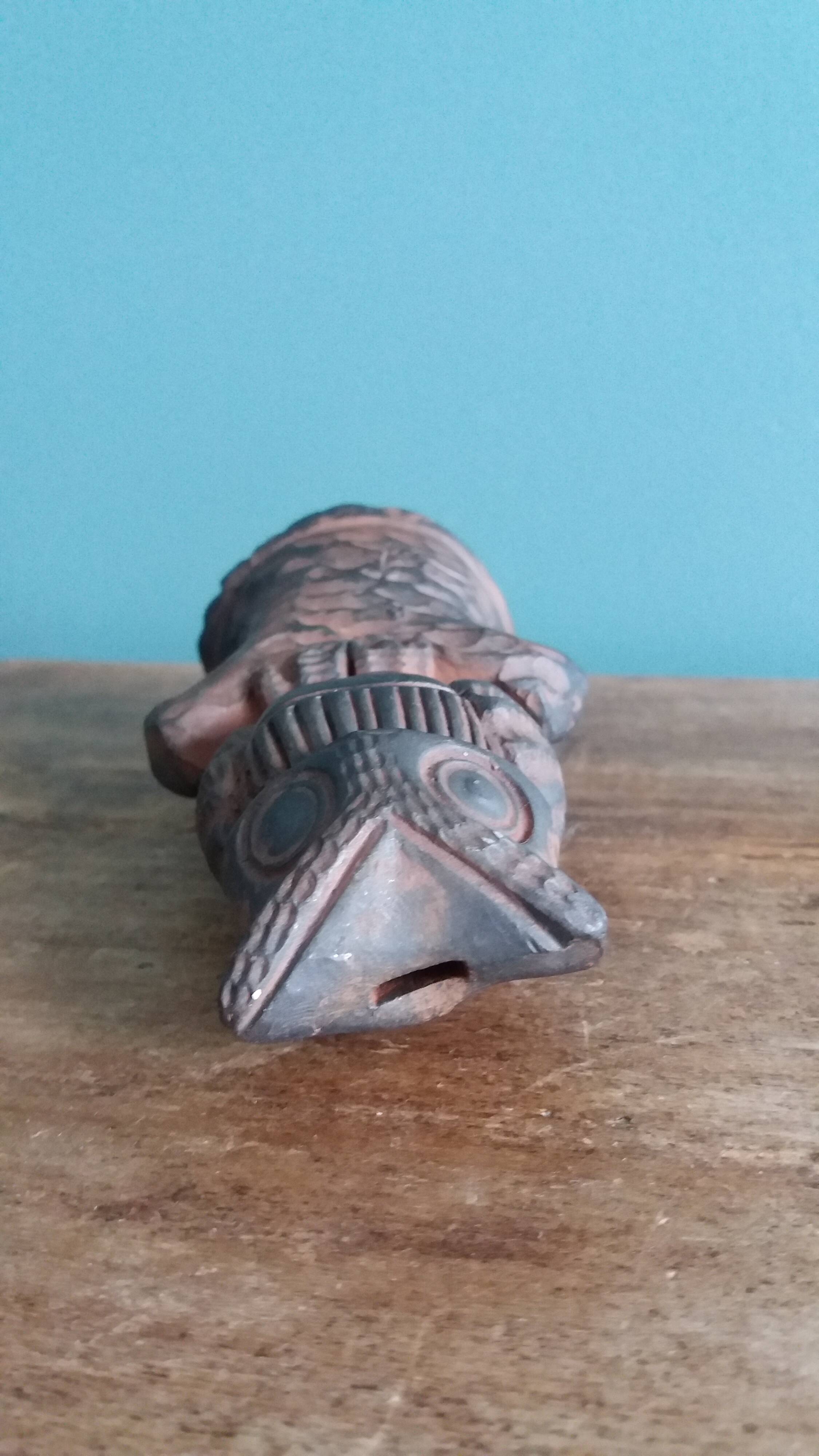 Owl whistle in zoomorphic terracotta