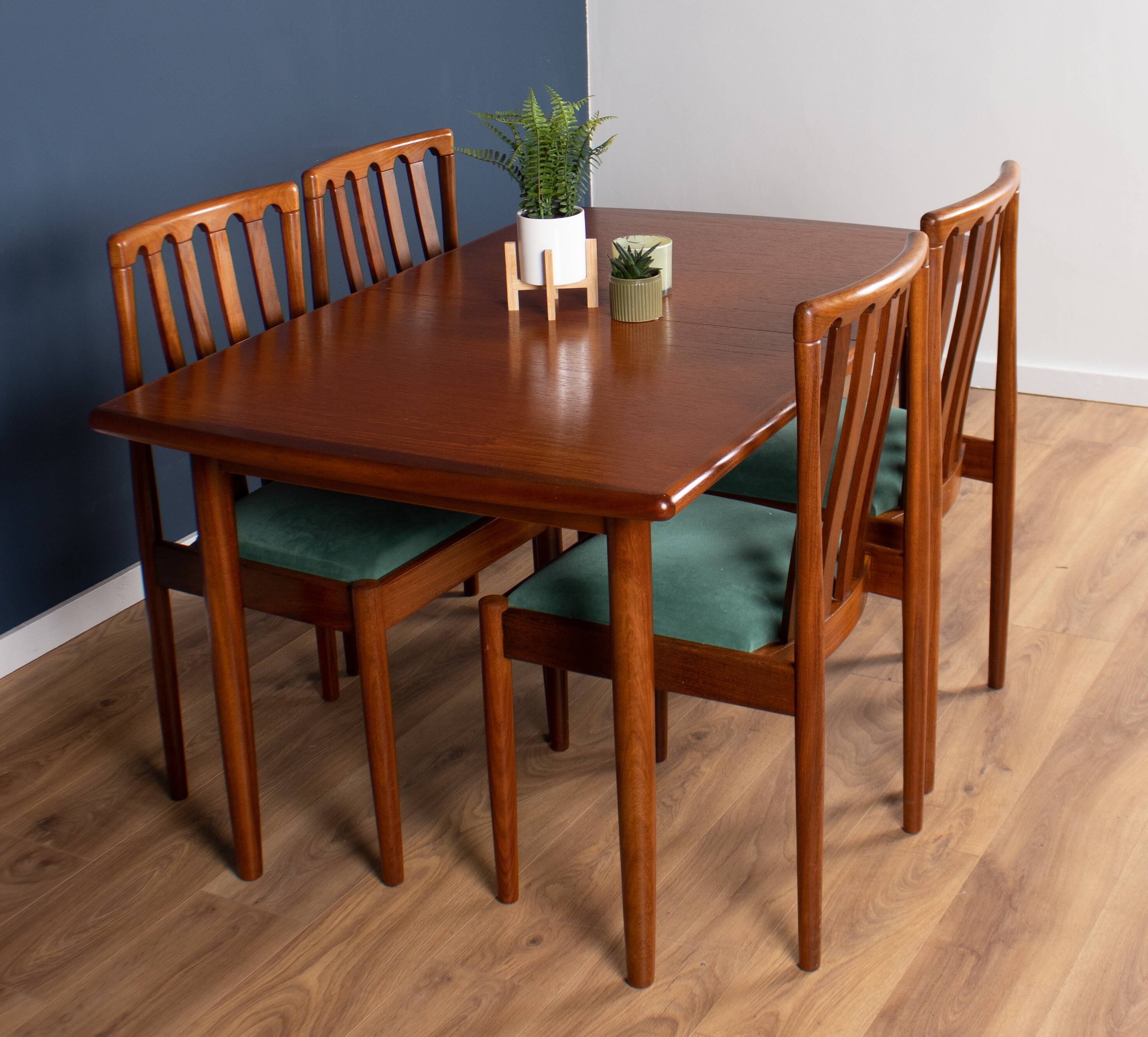 Retro Teak 1960s Meredew Dining Table & 4 Chairs Mid Century