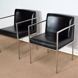 Pair of square armchairs, imitation leather – 1970