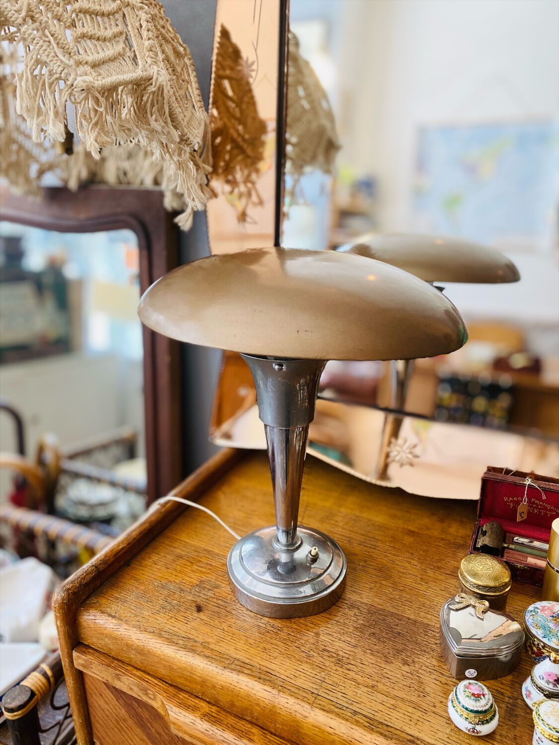 1950s metal mushroom lamp